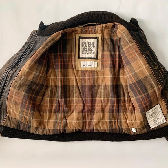 Ruehl No.925 Distressed Brown Bomber Jacket - Picture 5 of 7
